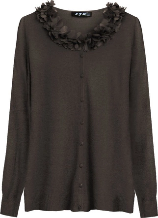 SWETEREK ZE ZDOBIENIAMI CIEMNOBRĄZOWY (X1583X)