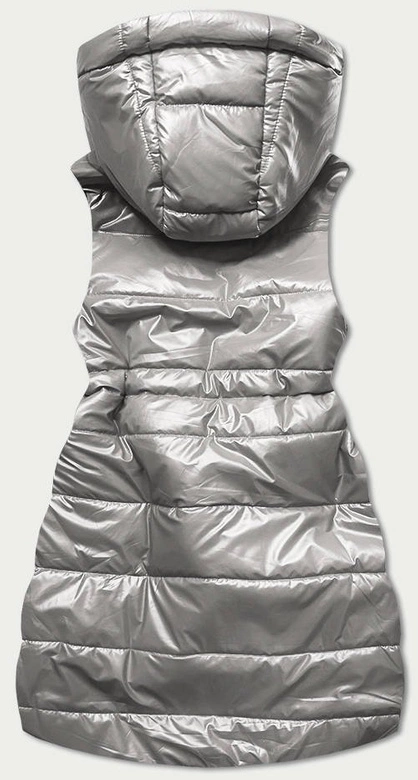 Błyszcząca kamizelka z kapturem grafitowa (b9733-70)