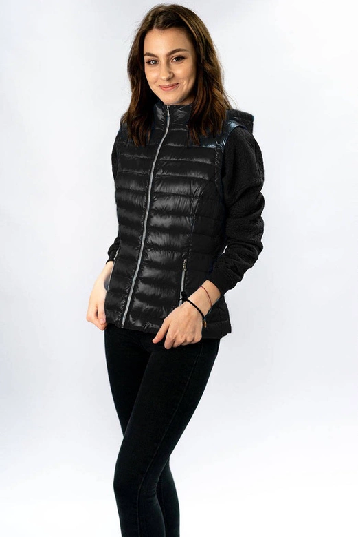 PIKOWANY BŁYSZCZĄCY BEZRĘKAWNIK DAMSKI CZARNY (7000)