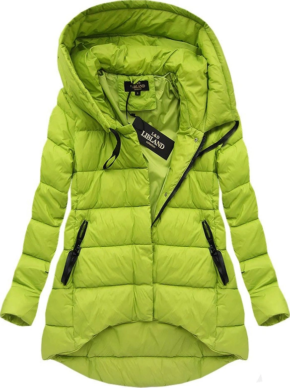 ASYMETRYCZNA KURTKA ZIMOWA LIMONKOWA (7150)