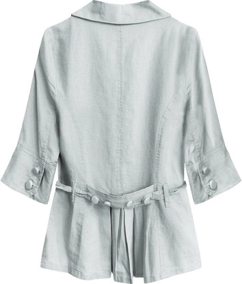 WEŁNIANY ŻAKIET Z KRÓTKIM RĘKAWEM SZARY (X1021X)