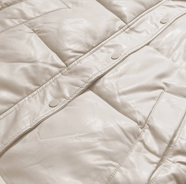 Kurtka zimowa damska ze skóry ekologicznej ecru (TY229009)