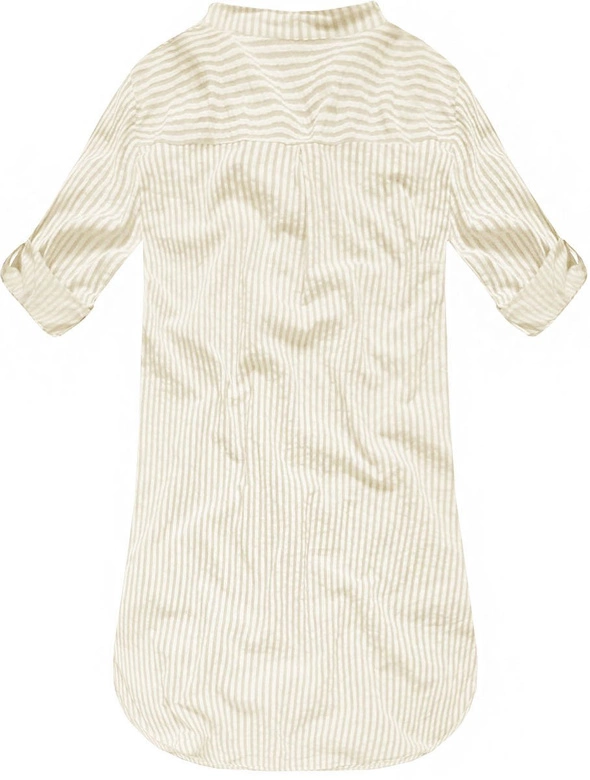 KOSZULA W PASKI Z KIESZENIAMI BEŻOWA (ART12)