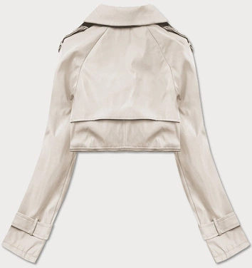 Dwurzędowy trencz z paskiem jasny beż (ag3-011)