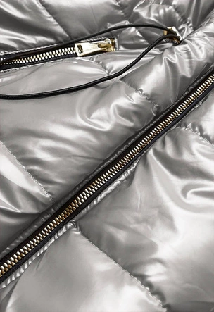 Błyszcząca kamizelka z kapturem grafitowa (b9732-70)