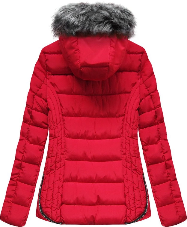 PIKOWANA KURTKA Z KAPTUREM CZERWONA (B2631)