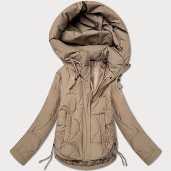 Przejściowa pikowana kurtka damska z kapturem S'West beżowa (B8297-12)