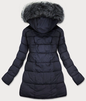 DAMSKA KURTKA PIKOWANA ZIMOWA Z KAPTUREM GRANATOWA (17-032)