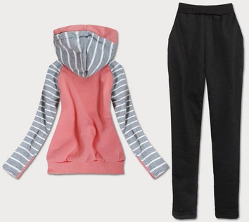 KOMPLET DRESOWY Z KAPTUREM ŁOSOSIOWO-SZARY (AMG740A)