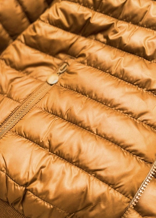 DWUSTRONNA KRÓTKA KURTKA DAMSKA ZIMOWA MUSZTARDOWA (H1032-37)