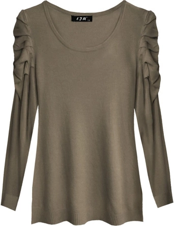 SWETER Z BUFIASTYMI RAMIONAMI KAKAOWY (1528)