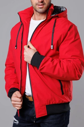 Sportowa kurtka męska z kapturem czerwona (5M3111-270)