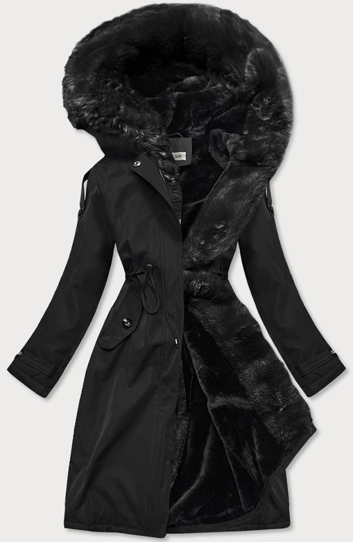 ZIMOWA DAMSKA PARKA BAWEŁNIANA CZARNA (FM03-B1)