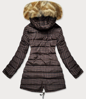 Dwustronna damska  kurtka zimowa granatowo-brązowa (w557)