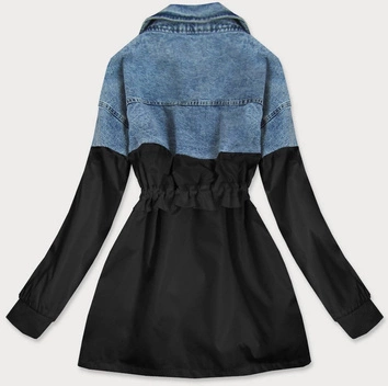 KURTKA Z ŁĄCZONYCH MATERIAŁÓW JEANS-CZARNA (T22-8084)