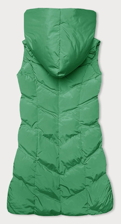 Kamizelka damska ze stójką i kapturem zielona (23-011)