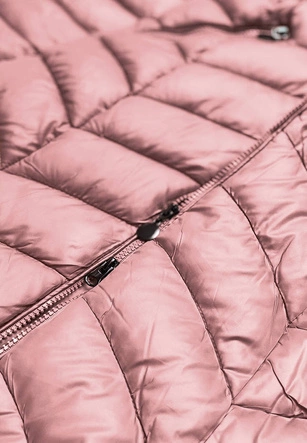 PIKOWANA KURTKA DAMSKA Z KAPTUREM RÓŻOWA (8916-R)