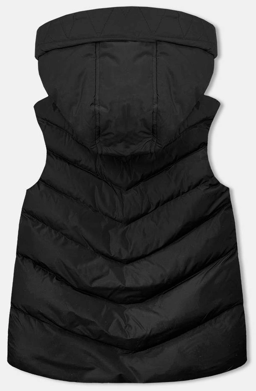 Damska puchowa kamizelka z kapturem czarna (5M3176-392)