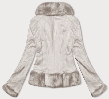 Krótka kurtka damska wiązana Ann Gissy jasny beż (K0327)