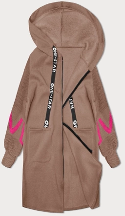 Dresowa narzutka ze swetrowymi rękawami beżowa (5759)