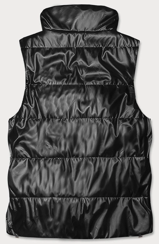 KRÓTKA KAMIZELKA ZE STÓJKĄ DAMSKA CZARNA (B8152-1)