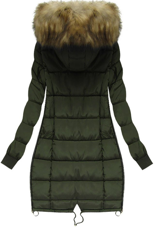PIKOWANA KURTKA Z KAPTUREM KHAKI (W128)