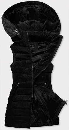 KAMIZELKA DAMSKA Z PUCHEM NATURALNYM CZARNA (6811)