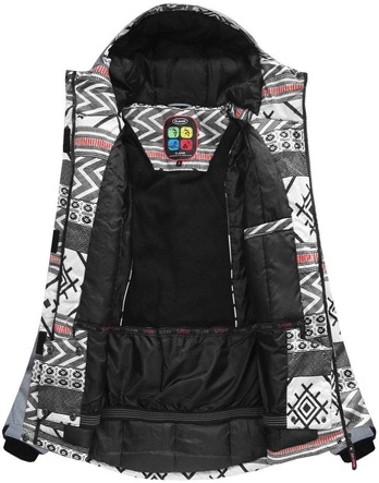 KURTKA ZIMOWA Z MEMBRANĄ SZARO-BIAŁA (W188)