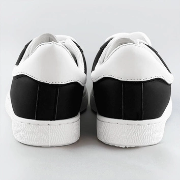 Sznurowane sneakersy damskie czarno-białe (bf-025)