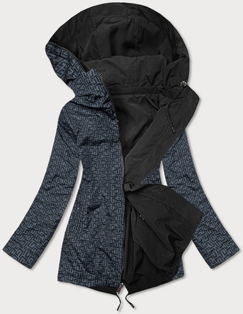 DWUSTRONNA KURTKA PARKA DAMSKA CZARNO-SZARA (XW581BIGX)