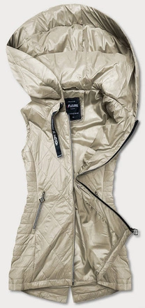 LEKKA KAMIZELKA DAMSKA Z KAPTUREM BEŻOWA (RQW-7006)