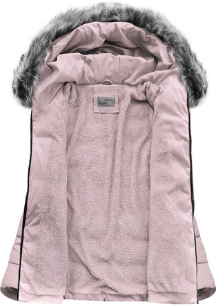 PIKOWANA KURTKA Z KAPTUREM JASNORÓŻOWA (R9505)