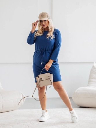 Bawełniana sukienka z troczkiem granatowa (719)