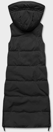 Długa kamizelka damska dwustronna czarna-khaki (B8137-1)