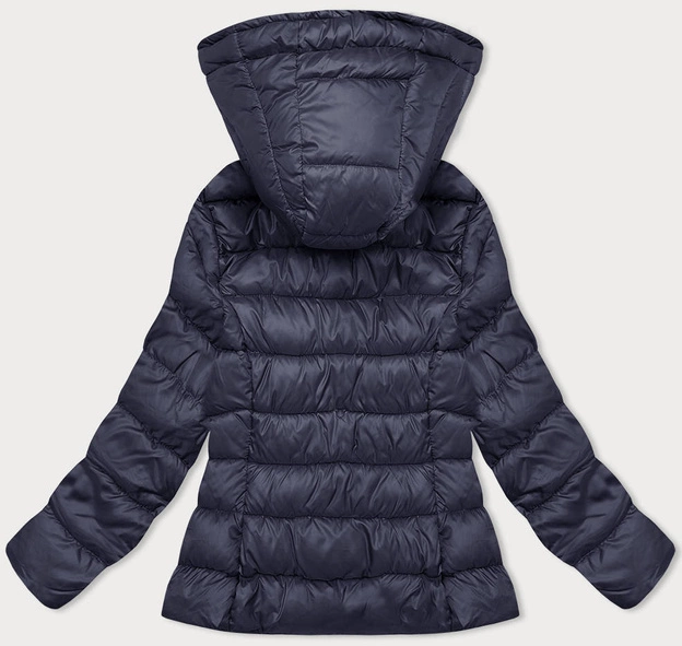 Pikowana zimowa kurtka damska z kapturem granatowa (YP-22075-2)