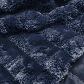 LEKKA KURTKA ZIMOWA DAMSKA FUTRO 2 W 1 GRANATOWA (39039)