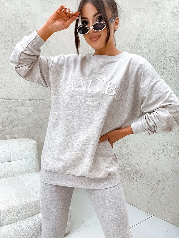 Sportowy komplet z legginsami szary melanż (VE88)