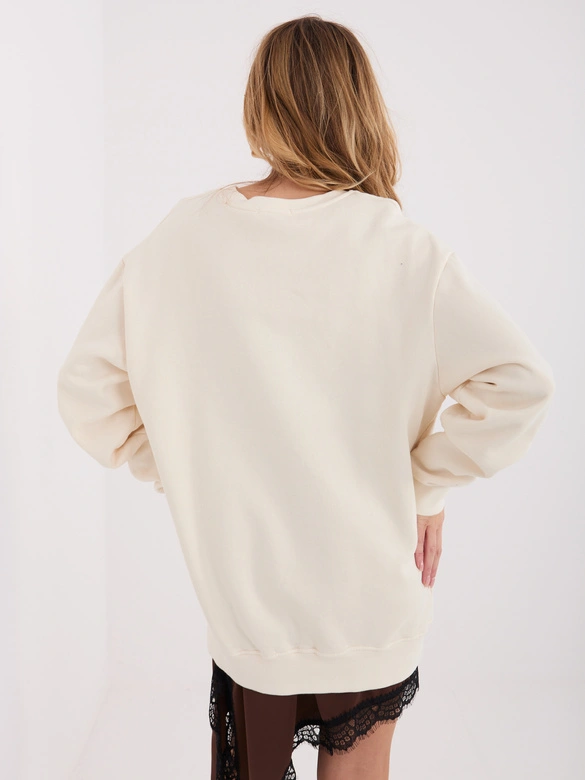 Bawełniana damska bluza basic Goodlookin ecru (A1047)