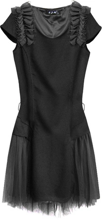 SUKIENKA Z TIULOWYMI WSTAWKAMI CZARNA (3688/3)