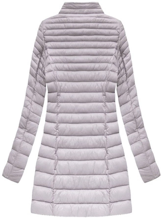 Dłuższa pikowana kurtka z kapturem wrzosowa (7240)