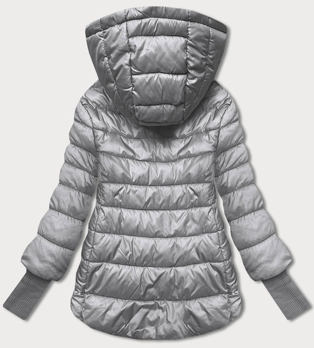 Krótka kurtka damska z dzianinowymi ściągaczami szara (P22-6636-61)