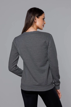 Bluza dresowa damska ze ściągaczami grafitowa (w01-5)