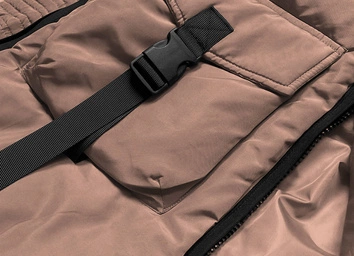 Taliowana kurtka zimowa damska ciemny beż (h-1071-89)