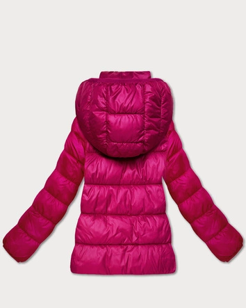 Pikowana zimowa kurtka damska do bioder fuksja (T3-2656#-17)