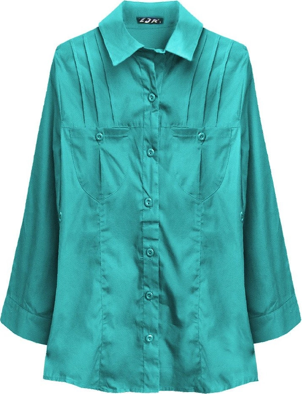 BAWEŁNIANA KOSZULA TURKUSOWA (1037)