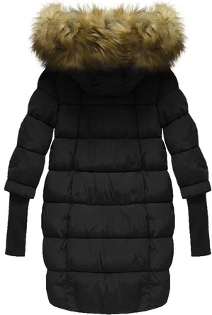 PIKOWANA KURTKA Z RĘKAWEM 3/4 CZARNA (W610)