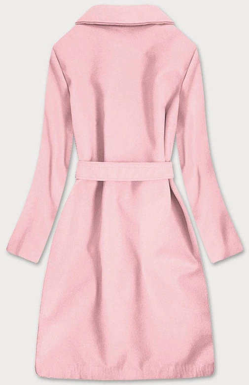 KLASYCZNY PŁASZCZ DAMSKI Z PASKIEM PUDROWY RÓŻ (22800)
