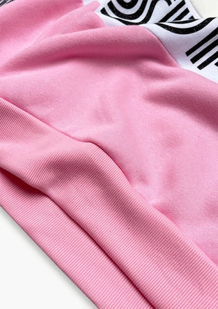 Bluza sportowa damska z rozpinaną stójką ecru-jasny róż (26019)