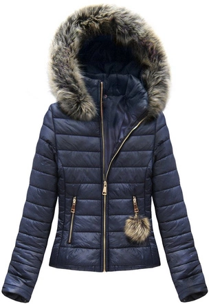 KRÓTKA PIKOWANA KURTKA GRANATOWA (81264)