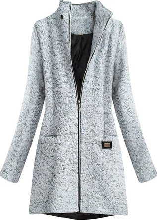 KRÓTKI PŁASZCZ Z KAPTUREM JASNOSZARY (516ART)